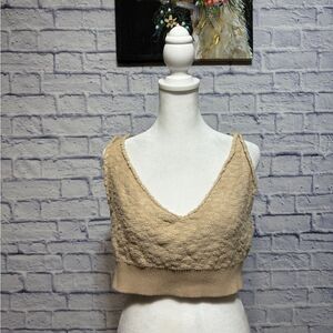 Free People Beach Comfy Beige Crop Top Size Large